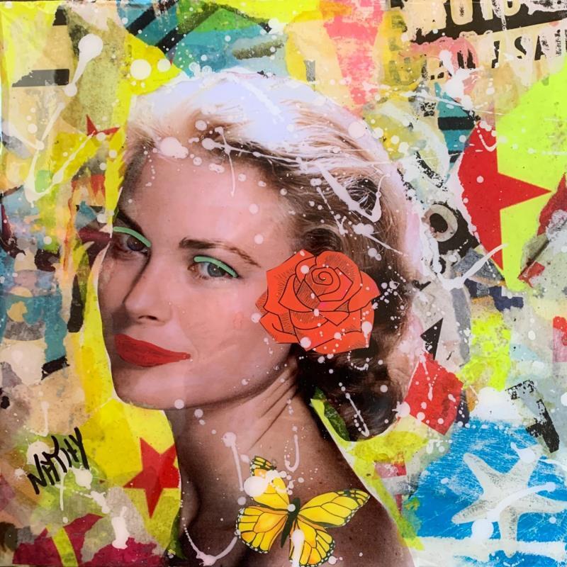 Painting PRINCESSE GRACE  by Nathy | Painting Pop-art Acrylic, Gluing, Graffiti, Paper, Posca, Resin Pop icons