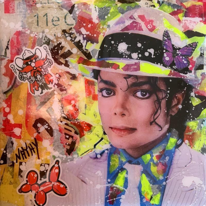 Painting MICKAEL FOR EVER by Nathy | Painting Pop-art Acrylic, Gluing, Graffiti, Paper, Posca, Resin Pop icons