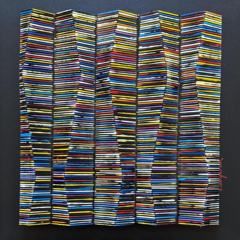 Painting Bc10 Glitch rouge bleu jaune by Langeron Luc | Painting Subject matter Wood Acrylic Resin