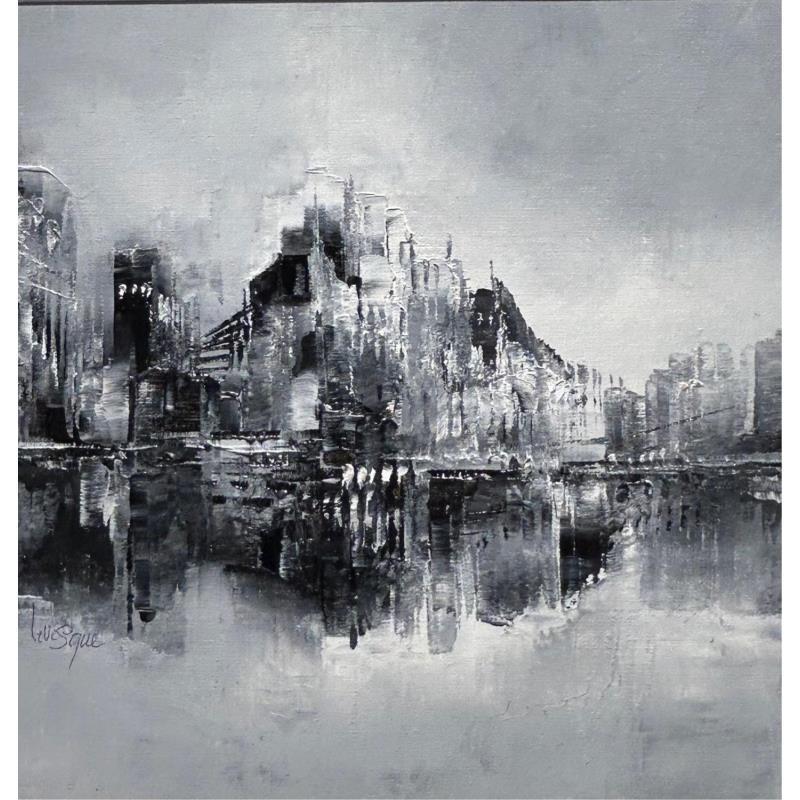 Peinture Black melody par Levesque Emmanuelle | Tableau Abstrait Paysages Urbain Architecture Huile