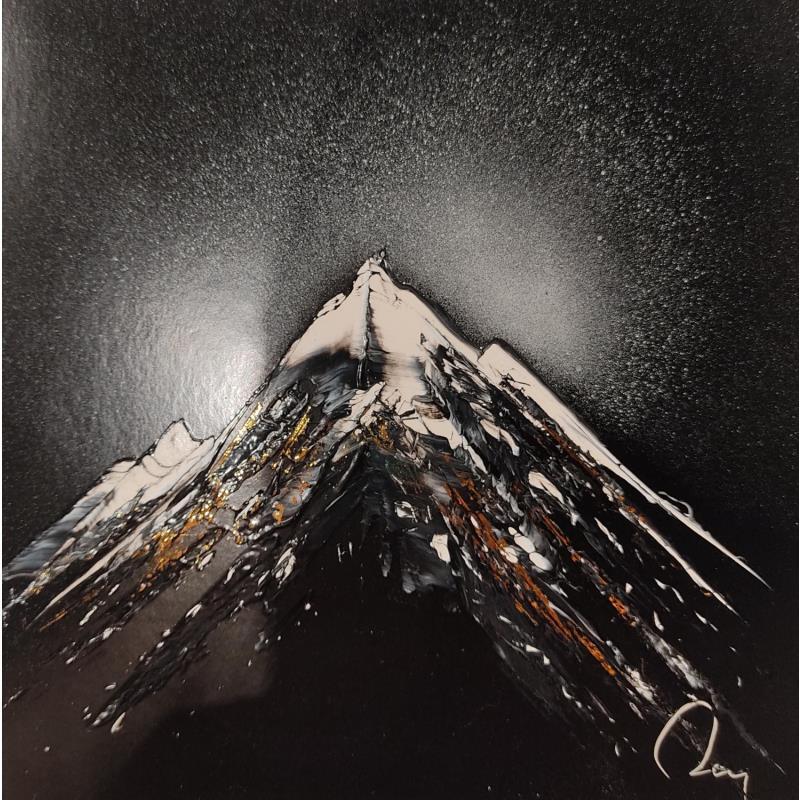 Peinture on the top par Rey Julien | Tableau Figuratif Paysages Nature Noir & blanc Feuille d'or Laque