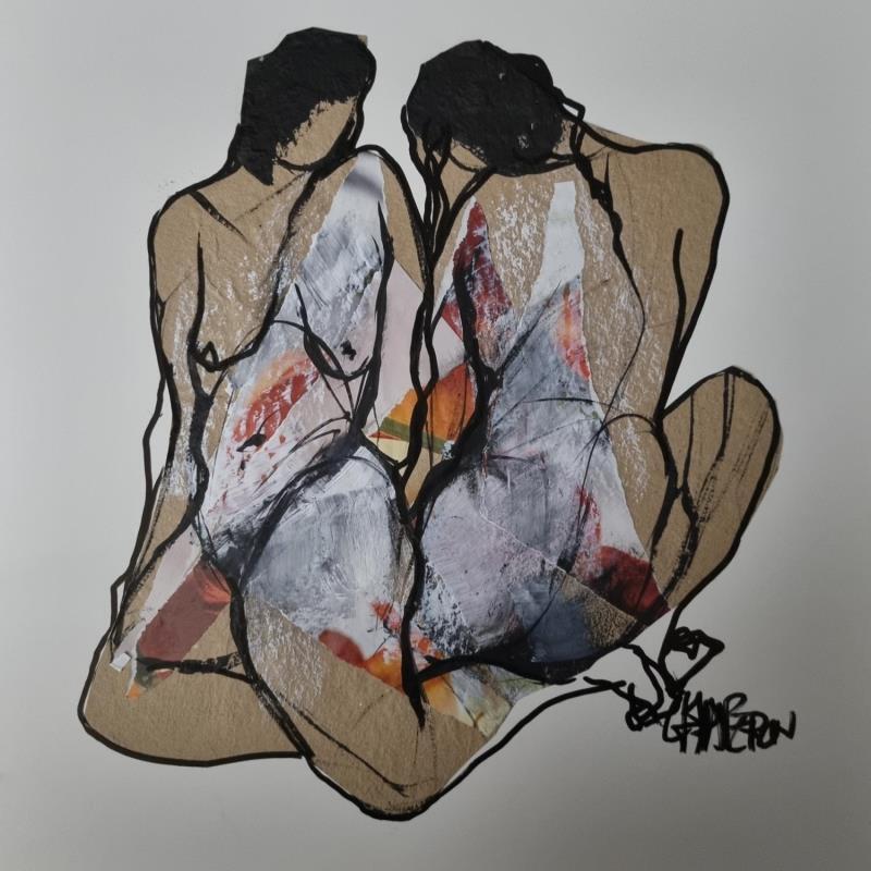 Painting F4 histoire de couple 2 by Chaperon Martine | Painting Figurative Acrylic Nude