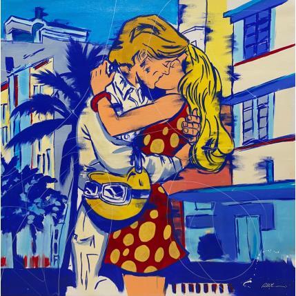 Gemälde Un pilote à Miami von Revel | Gemälde Pop-Art Acryl, Posca Alltagsszenen, Urban