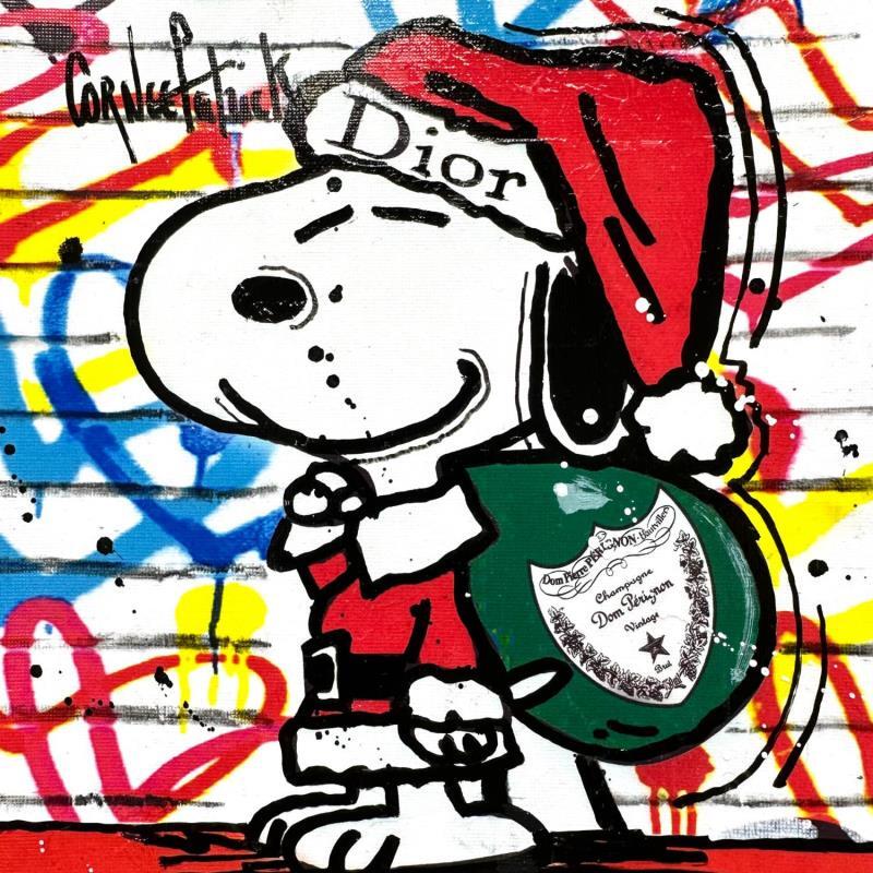 Peinture Snoopy loves DIOR par Cornée Patrick | Tableau Pop-art Urbain Icones Pop Scènes de vie Graffiti Huile