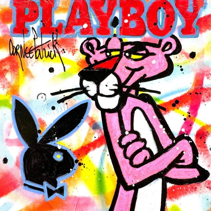 Peinture La panthère rose aime Playboy par Cornée Patrick | Tableau Pop-art Portraits Cinéma Icones Pop Graffiti Huile