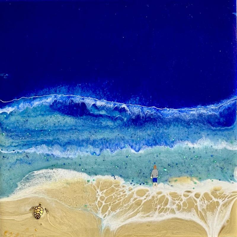 Peinture Sérénité côtière par Aurélie Lafourcade painter | Tableau Figuratif Acrylique, Résine Marine, Minimaliste