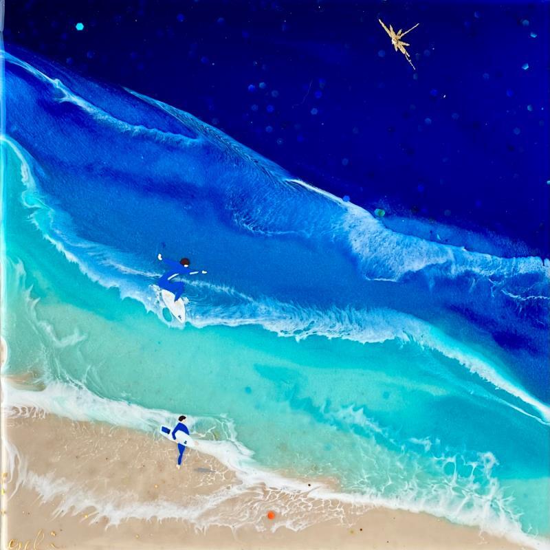 Peinture L’art de la glisse  par Aurélie Lafourcade painter | Tableau Figuratif Marine Minimaliste Acrylique Résine