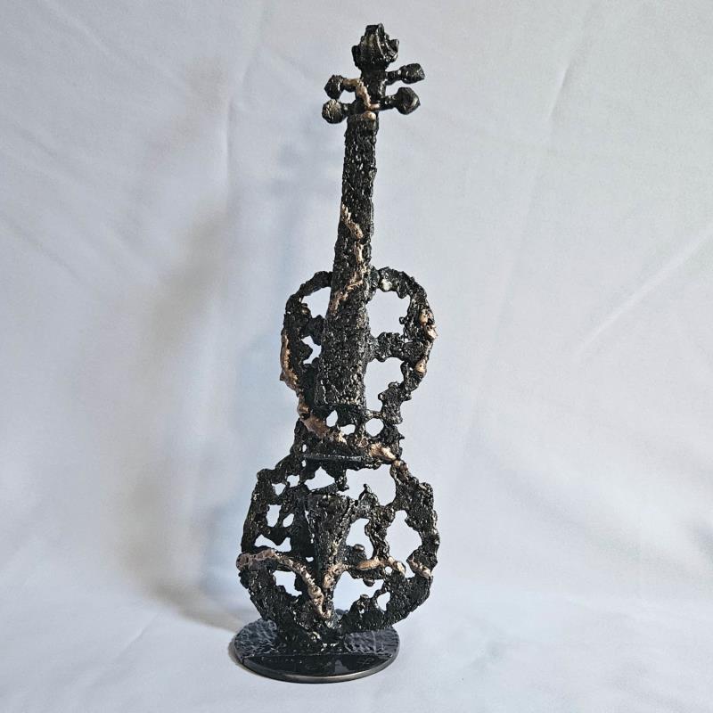 Sculpture Violon oublié des dieux 7-24 by Buil Philippe | Sculpture Figurative Bronze, Metal Music