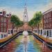 Painting Zuiderkerk , spring view by De Jong Marcel | Painting Figurative Urban Oil