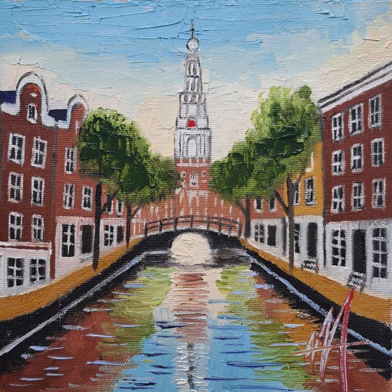Painting Zuiderkerk , spring view by De Jong Marcel | Painting Figurative Oil Pop icons, Urban