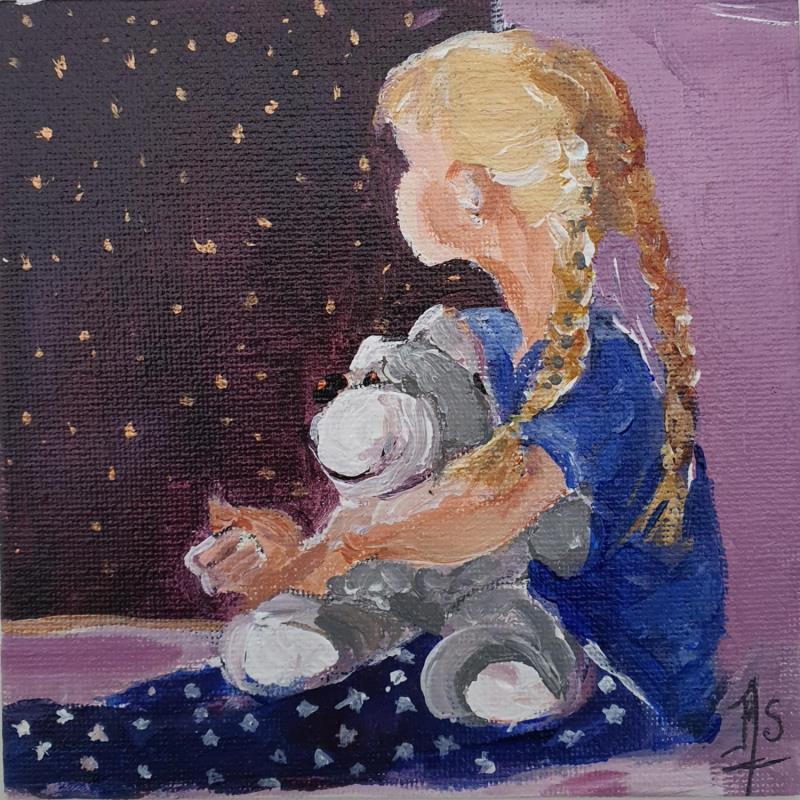 Painting F1  Avant de dormir by Soizeau Françoise | Painting Naive art Acrylic Child, Life style