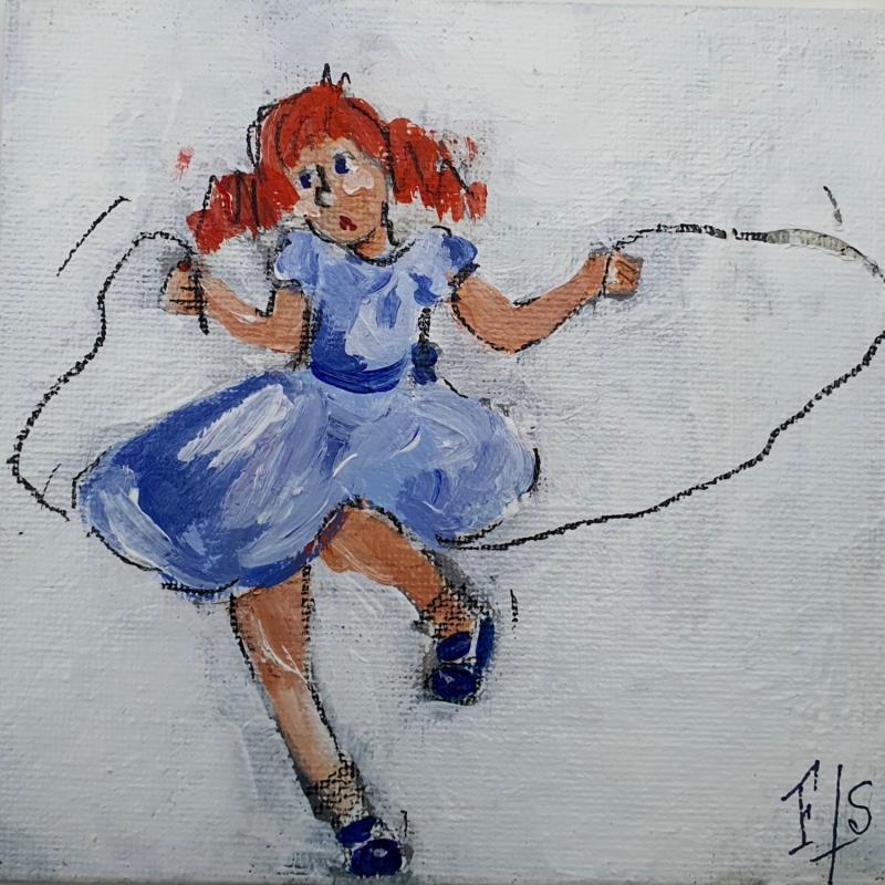 Painting F1 Saut à la corde by Soizeau Françoise | Painting Naive art Acrylic Child, Life style
