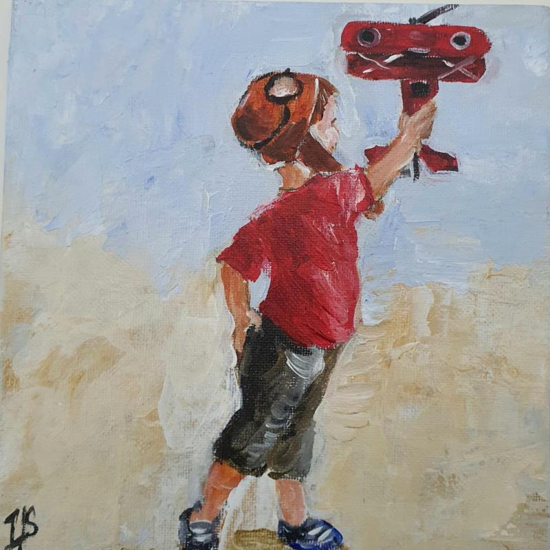 Painting F2 L'avion. by Soizeau Françoise | Painting Naive art Acrylic Child, Life style, Pop icons