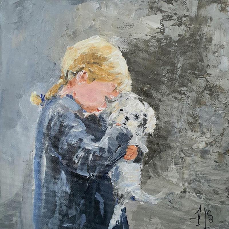 Painting F2 Lise et Raoul. by Soizeau Françoise | Painting Naive art Acrylic Animals, Child, Life style, Pop icons