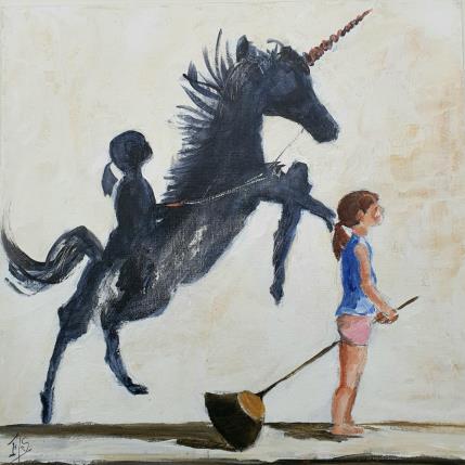 Painting F4   La licorne.1 by Soizeau Françoise | Painting Naive art Acrylic Child, Life style