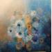 Gemälde Du bleu floral von Rocco Sophie | Gemälde Art brut Acryl Collage Sand