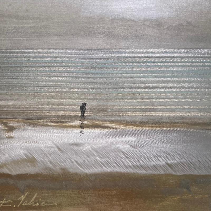 Painting Couple plage du Lazaret2 by Mahieu Bertrand | Painting Figurative Metal Landscapes