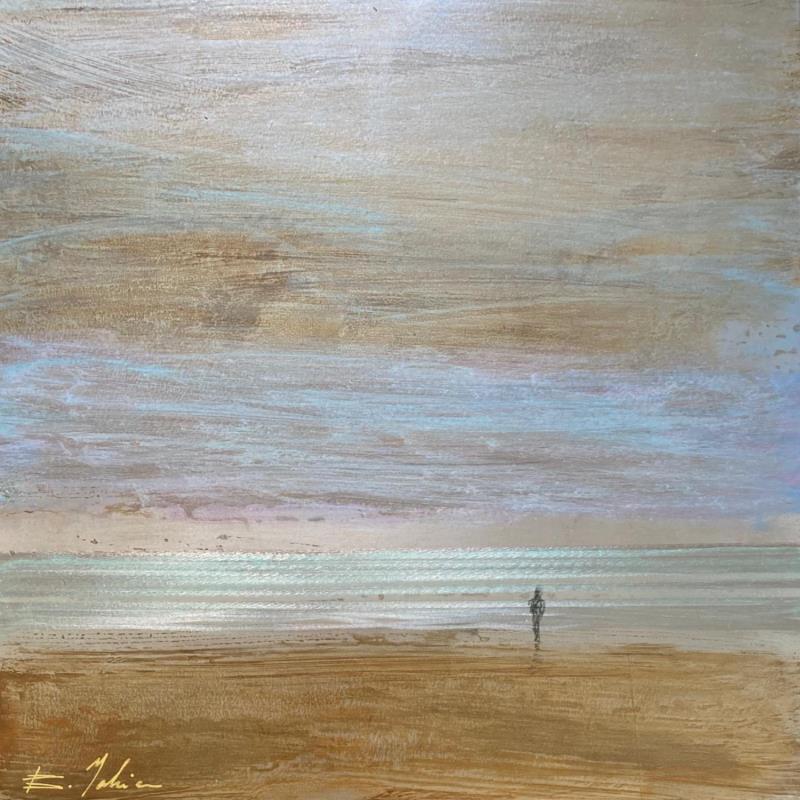 Painting Devant la mer plage du Lido  by Mahieu Bertrand | Painting Figurative Metal Landscapes, Marine