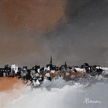 Painting Brown town by Pienon Cyril | Painting Figurative Mixed Landscapes, Marine