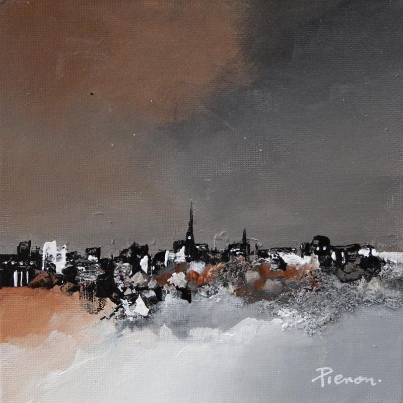 Painting Brown town by Pienon Cyril | Painting Figurative Landscapes Marine Acrylic