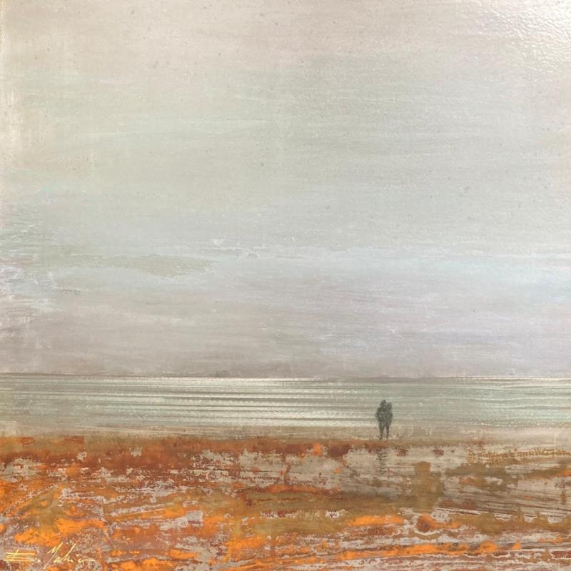 Painting Couple devant la mer dimanche d’hiver  by Mahieu Bertrand | Painting Figurative Metal Landscapes