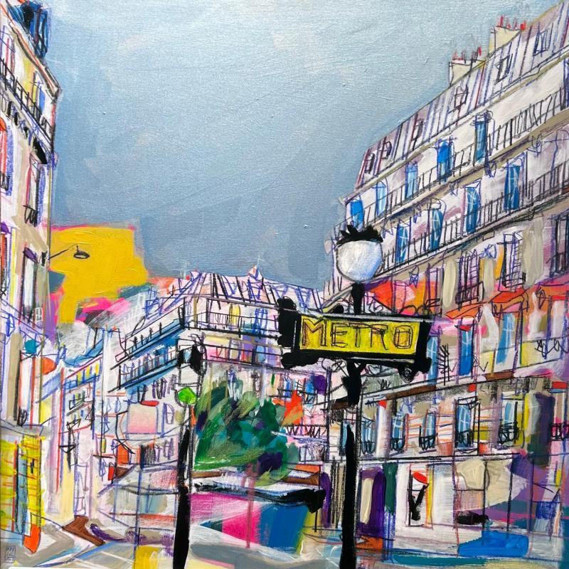 Painting Au labyrinthe des rencontres by Anicet Olivier | Painting Figurative Acrylic, Pastel Architecture, Urban