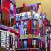 Gemälde Au delà de nos fenêtres von Anicet Olivier | Gemälde Figurativ Urban Architektur Acryl Pastell