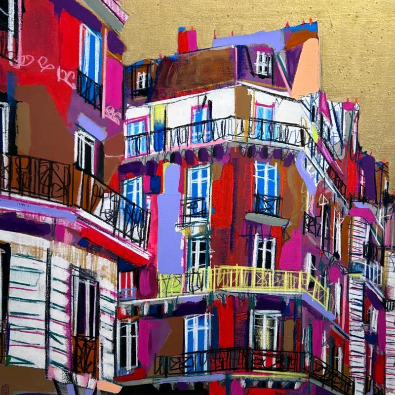 Painting Au delà de nos fenêtres by Anicet Olivier | Painting Figurative Acrylic, Pastel Architecture, Urban