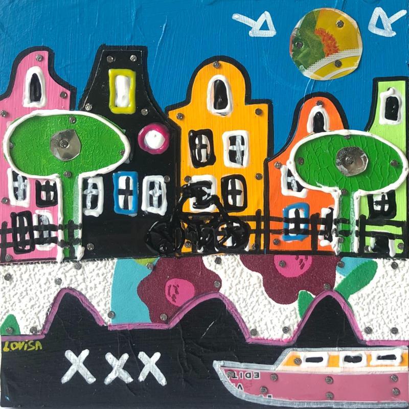 Painting Lovely Day 2 by Lovisa | Painting Pop-art Acrylic, Gluing, Metal, Paper, Posca, Upcycling, Wood Urban