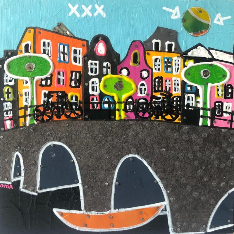 Painting Spring Atmosphere 2 by Lovisa | Painting Pop-art Acrylic, Gluing, Metal, Paper, Posca, Upcycling Pop icons, Urban