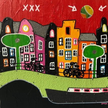 Painting Summer in Amsterdam by Lovisa | Painting Pop-art Acrylic, Gluing, Metal, Paper, Posca, Upcycling Urban