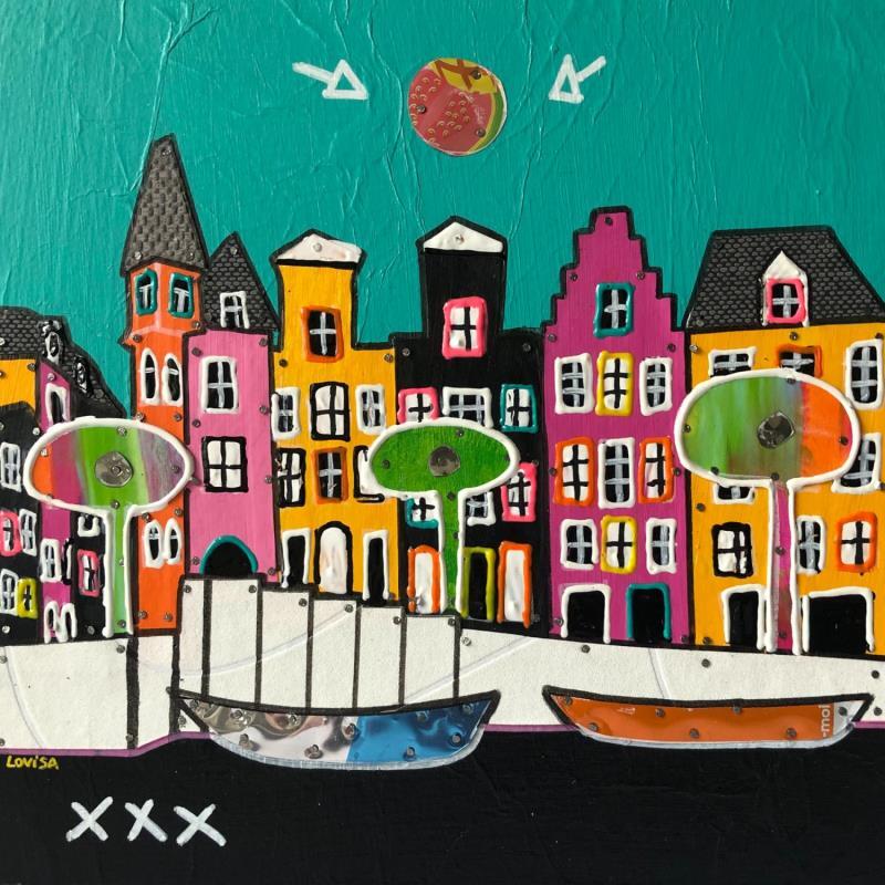 Painting Nice Place to Live by Lovisa | Painting Pop-art Acrylic, Gluing, Metal, Paper, Posca, Upcycling Urban