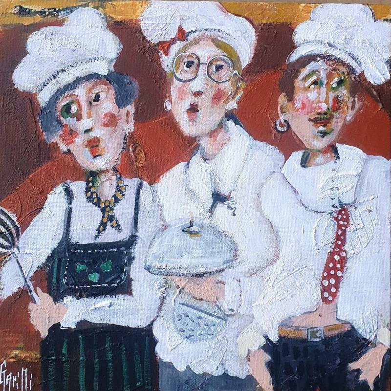 Painting Famous cooking team by Garilli Nicole | Painting Figurative Life style Acrylic