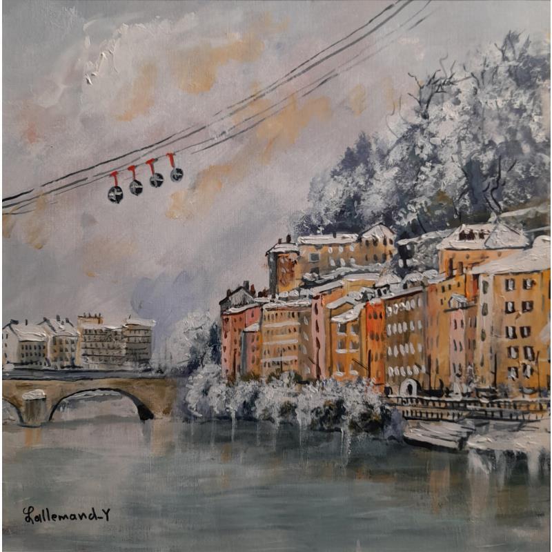 Painting Grenoble en hiver by Lallemand Yves | Painting Figurative Urban Acrylic