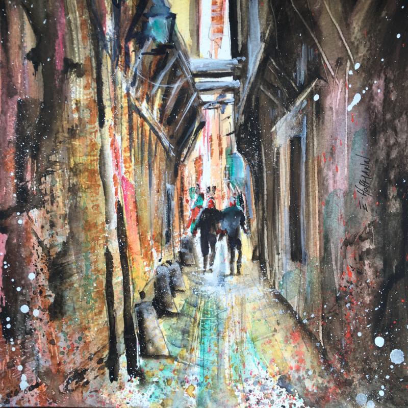 Painting Troyes 187 Ruelle des chats  by Hoffmann Elisabeth | Painting Figurative Watercolor Urban