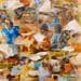 Peinture Marché Africain 2 par Lama Niankoye | Tableau Figuratif Scènes de vie Acrylique