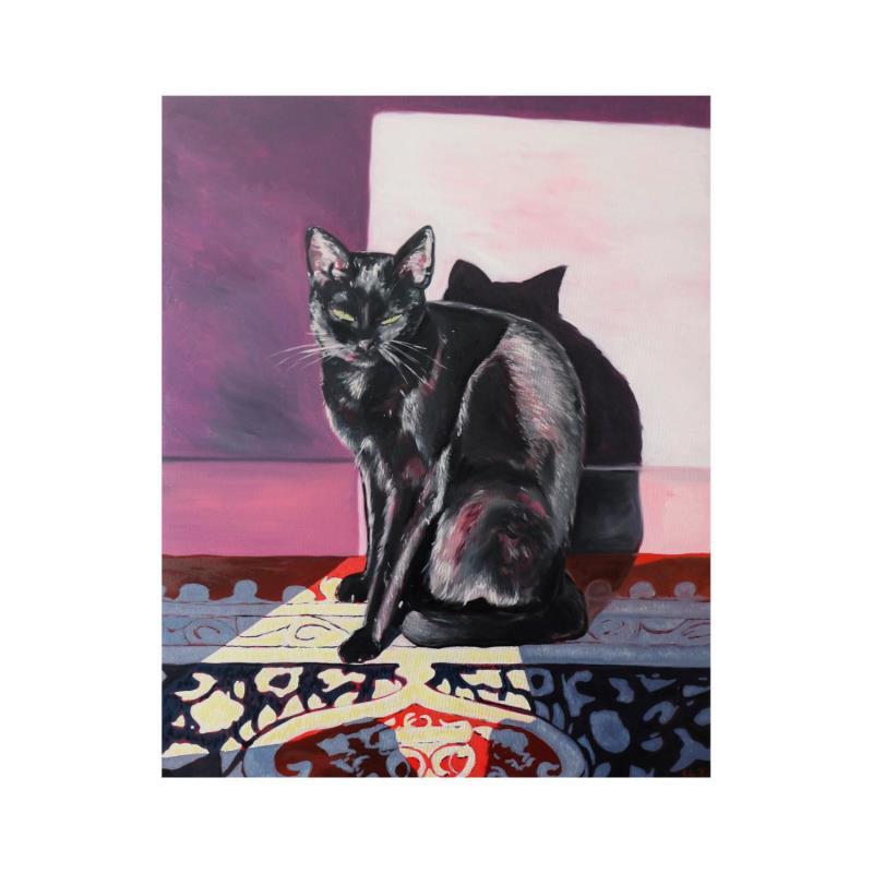 Painting Le chat noir by Coueffic Sébastien | Painting Figurative Oil