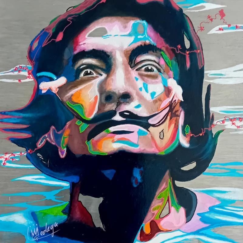 Gemälde Dali dans l'eau von Medeya Lemdiya | Gemälde Pop-Art Pop-Ikonen Metall Acryl