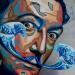 Painting Dali et les vagues d'Hokusai by Medeya Lemdiya | Painting Pop-art Pop icons Metal Acrylic