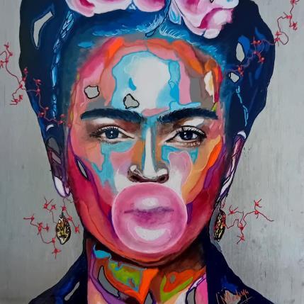 Peinture Frida à la bulle par Medeya Lemdiya | Tableau Pop-art Acrylique, Métal Icones Pop