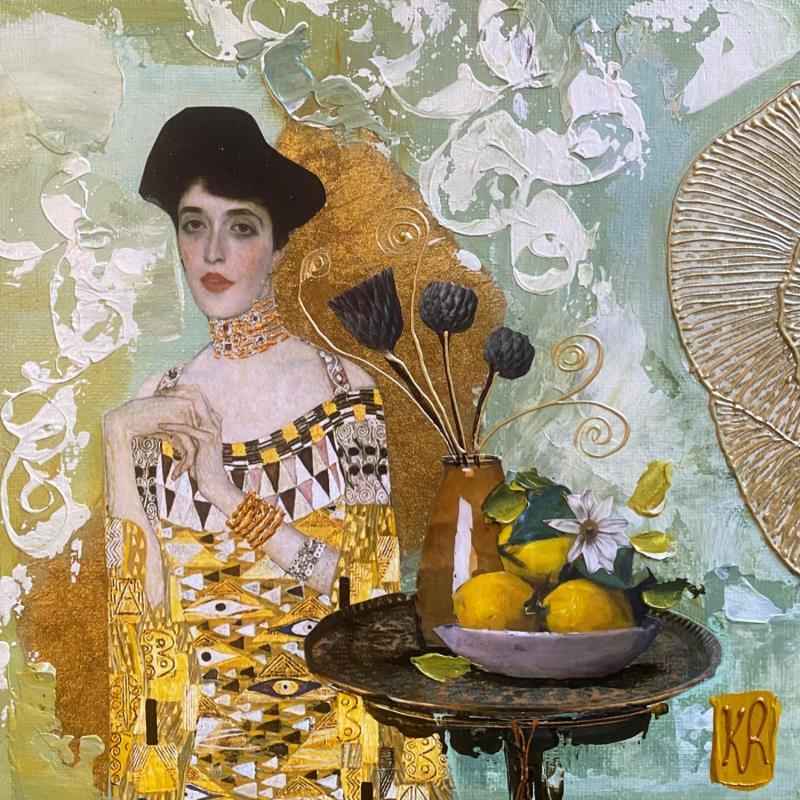 Gemälde Jaune citron von Romanelli Karine | Gemälde Figurativ Porträt Alltagsszenen Stillleben Acryl Collage Posca Pastell Papier