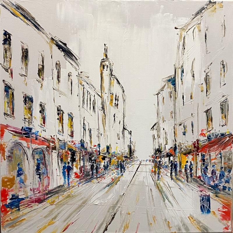 Painting Balade en ville by Raffin Christian | Painting Figurative Urban Oil