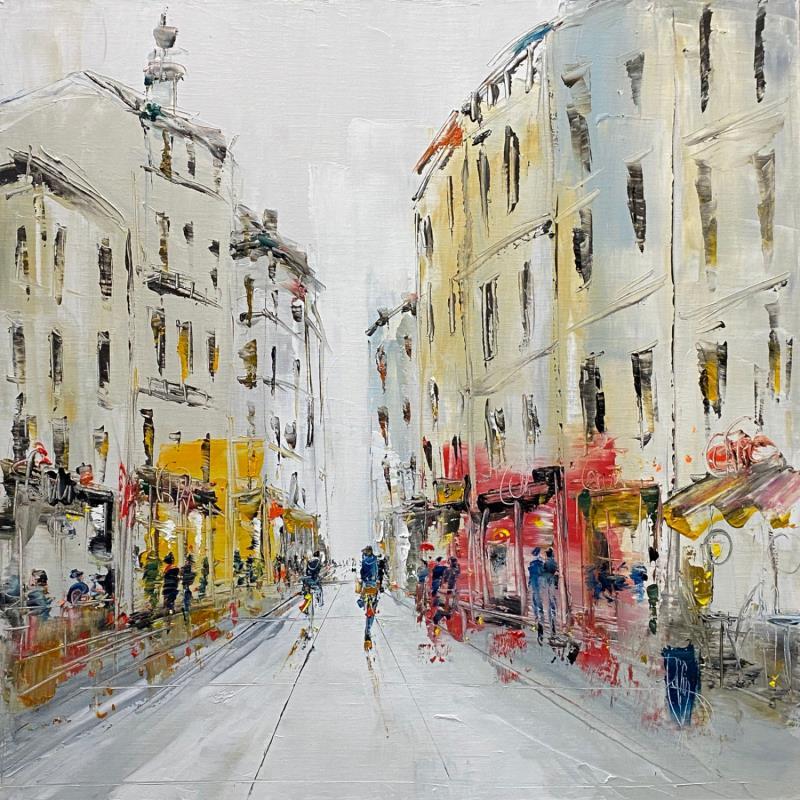 Painting Rue animée by Raffin Christian | Painting Figurative Oil Urban