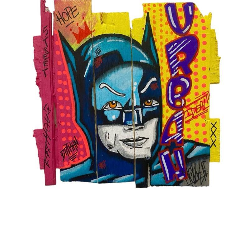 Painting Batman by Molla Nathalie  | Painting Pop-art Pop icons Wood Acrylic Posca