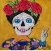 Gemälde Kahlo von Geiry | Gemälde Materialismus Pop-Ikonen Acryl Pigmente Marmorpulver