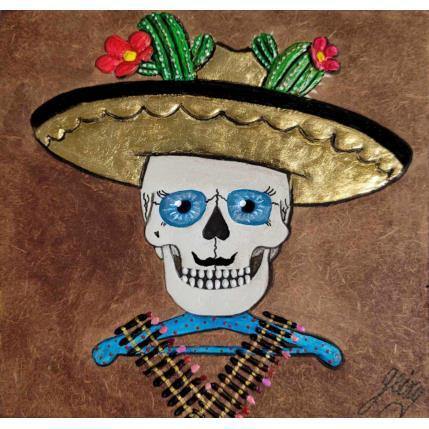 Gemälde Pancho Villa von Geiry | Gemälde Materialismus Acryl, Blattgold, Marmorpulver, Pigmente Porträt