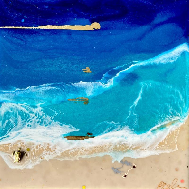 Peinture Horizon en fusion  par Aurélie Lafourcade painter | Tableau Figuratif Marine Minimaliste Acrylique Résine