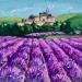 Peinture Village en Provence, champ de lavande par Arkady | Tableau Figuratif Huile