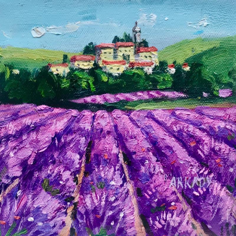 Painting Village en Provence, champ de lavande by Arkady | Painting Figurative Oil