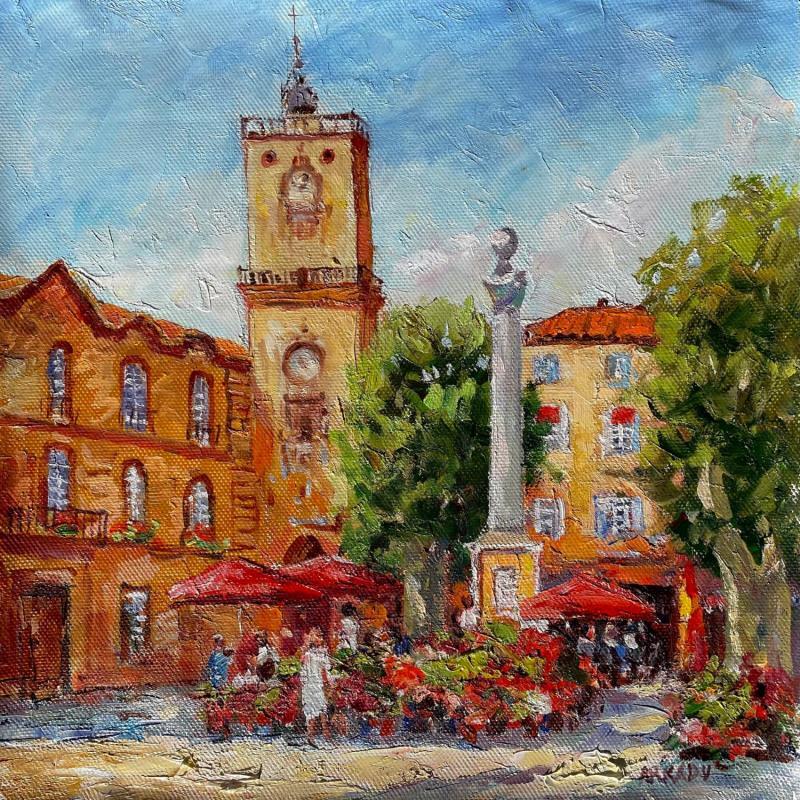Peinture Place de la mairie par Arkady | Tableau Figuratif Huile
